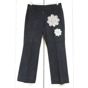 Talbots Embellished Denim Trouser 14 Black Solid